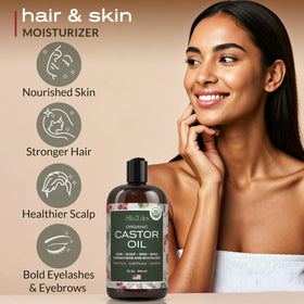 Ella & Eden castor oil applied to hair as treatment for stronger-looking hair