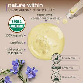 Ella & Eden glass dropper dispensing rosemary oil for precise dosing