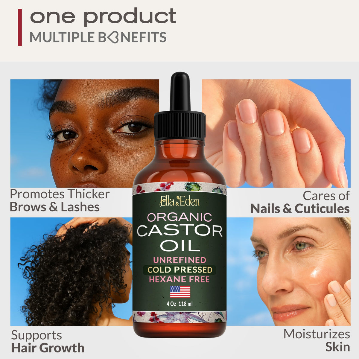 Ella & Eden applied to scalp and elbow to show hydrating multiuse benefits