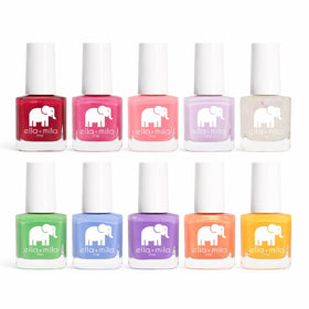 ella+mila front packaging showing ten colorful bottles and gift-ready presentation