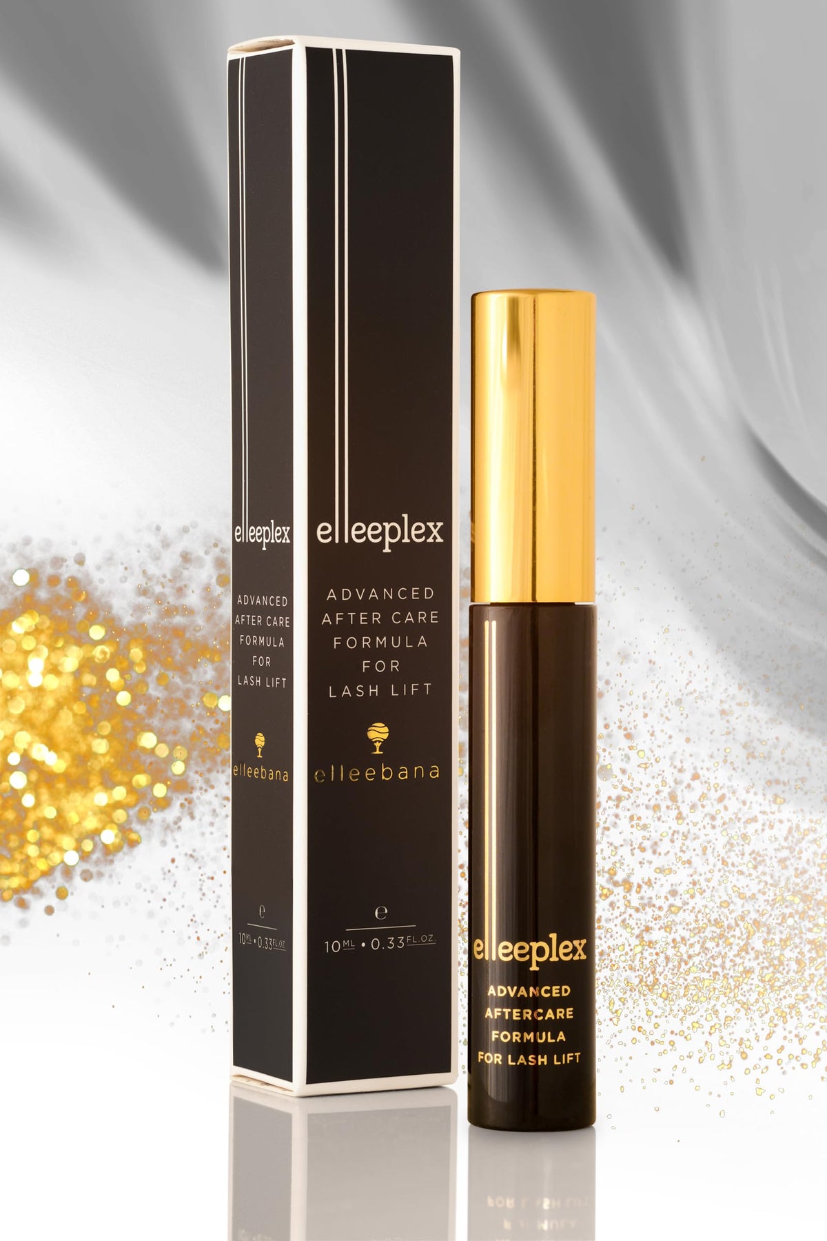 elleebana elleeplex on spoolie being applied to lashes for even conditioning