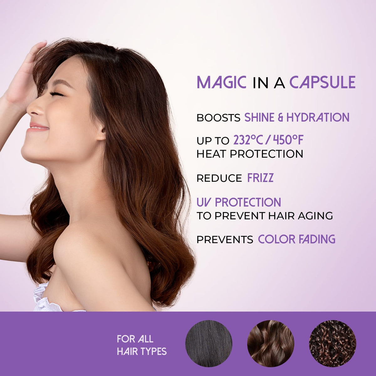 Ellips applying oil to damp hair to protect from heat and reduce frizz