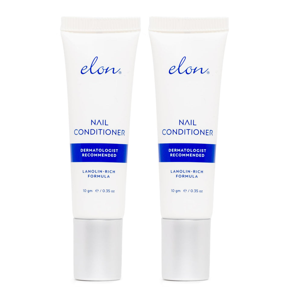 Elon front packaging 10g tube showing compact travel-ready conditioner benefit