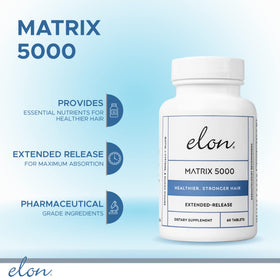 Elon Matrix 5000 open bottle with visible capsules for daily hair support