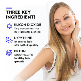 Elon Matrix 5000 ingredients close-up highlighting silicon dioxide and biotin
