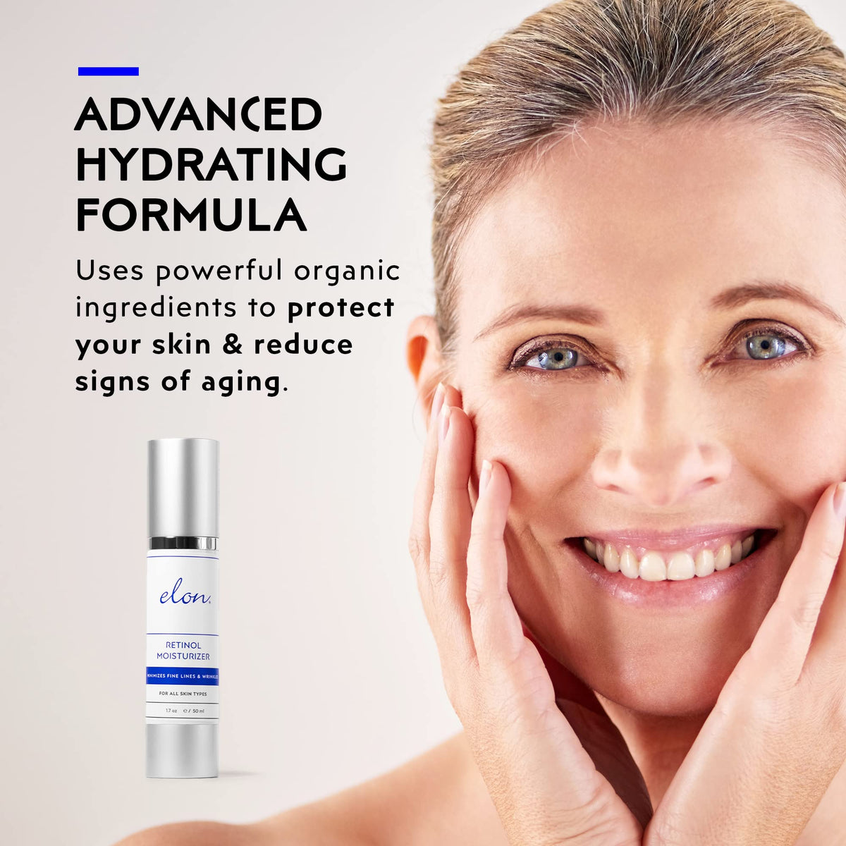 Elon cream being applied to hand demonstrating hydration and ease of spread