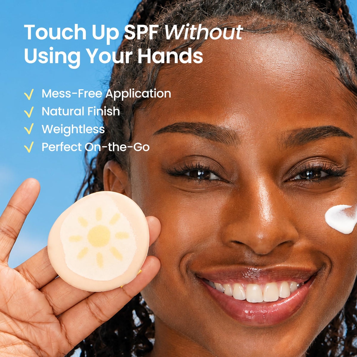 ELROEL visible sunscreen swatched on skin showing no white cast