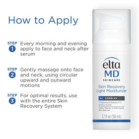 Application of EltaMD on cheek demonstrating quick absorption and hydration benefit
