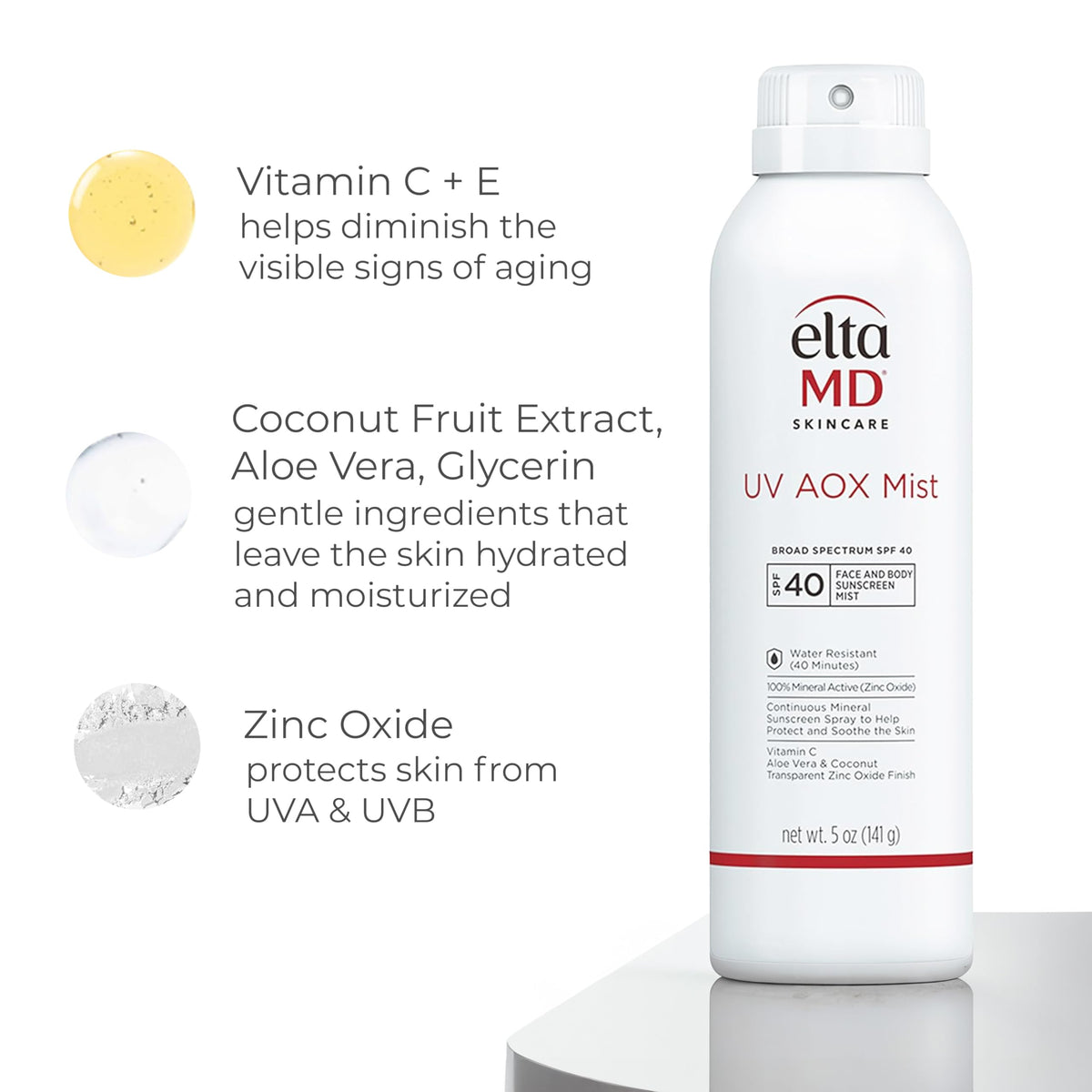 EltaMD mist used at beach for sun protection during outdoor activities