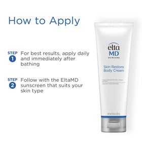 EltaMD label close-up showing fragrance-free and paraben-free product benefits
