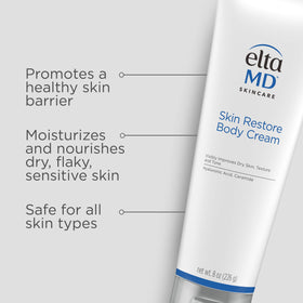 EltaMD open cap and cream texture demonstrating quick absorbency benefit