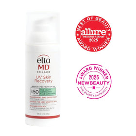 EltaMD tube cap and cream texture highlighting easy dispensing benefit