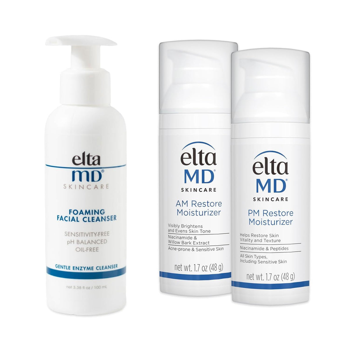 EltaMD foaming cleanser front packaging showing gentle clean benefits