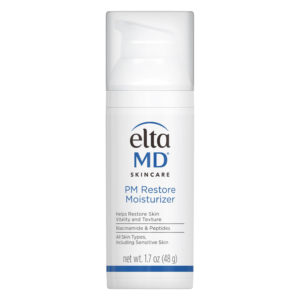 EltaMD front packaging showing pump bottle for clear identification and quick use