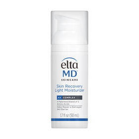 EltaMD front pump bottle showing compact 1.7 oz packaging and easy dispensing benefit