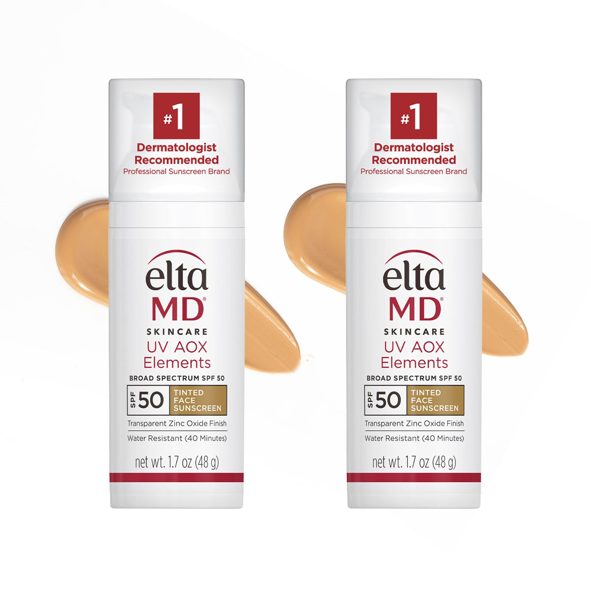 EltaMD front pump bottle showing label and SPF 50 protection benefit