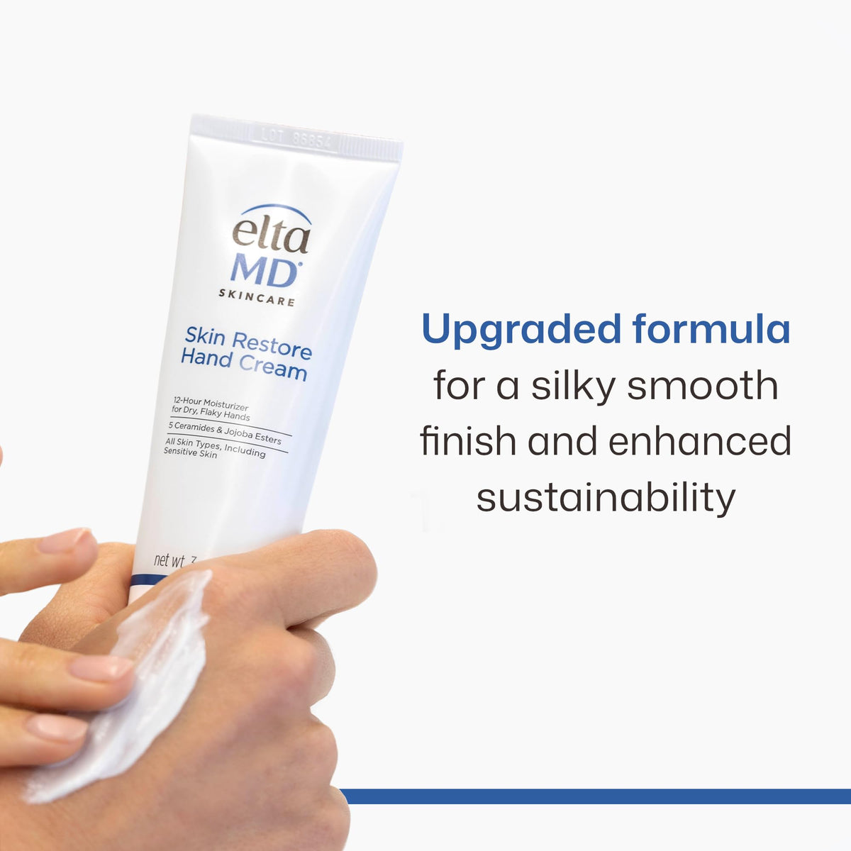 EltaMD close-up of cream texture highlighting fast absorption benefit
