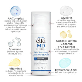 Back label of EltaMD showing ingredient details and dermatologist-trusted formulation benefit