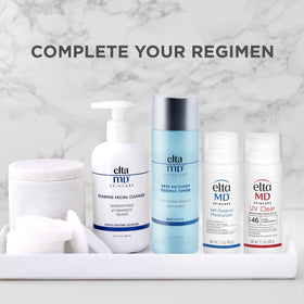 Morning bathroom scene with EltaMD duo for a streamlined routine