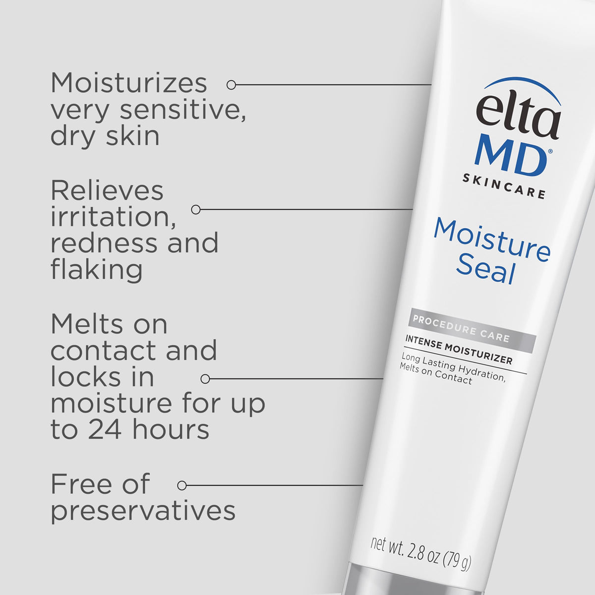EltaMD Moisture Seal cream texture close-up illustrating rich, melting emollients