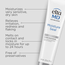 EltaMD Moisture Seal cream texture close-up illustrating rich, melting emollients