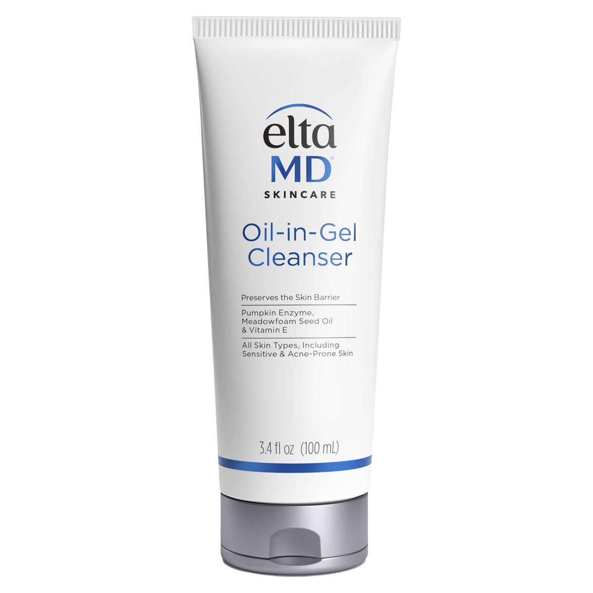 EltaMD oil-in-gel front tube showing packaging and clear product benefits