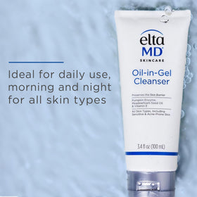 EltaMD oil-in-gel removing sunscreen from face and neck for gentle cleansing