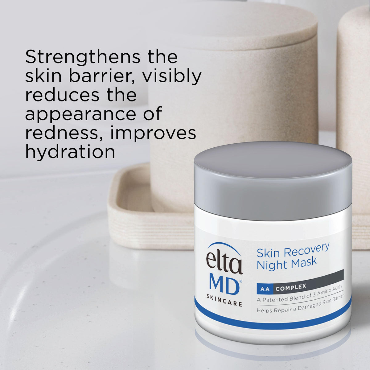 Applying EltaMD to neck to restore moisture and improve texture