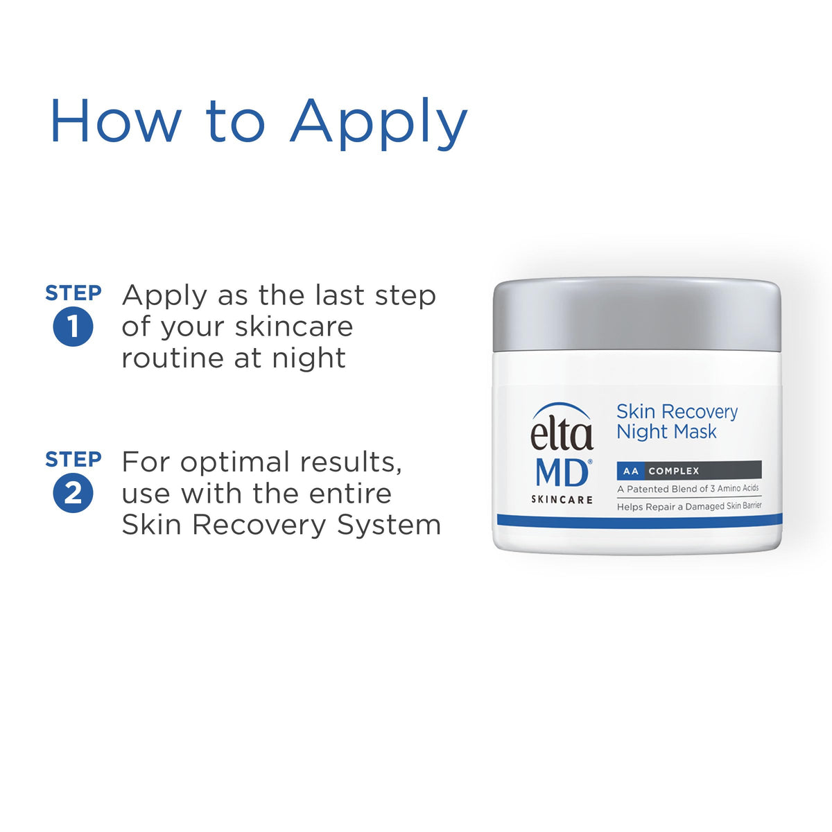EltaMD jar on nightstand suggesting overnight repair benefits