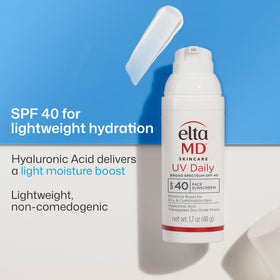 EltaMD pump dispenser close-up highlighting hygienic application