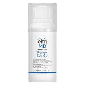 EltaMD Renew Eye Gel front packaging showing bottle and branding benefits