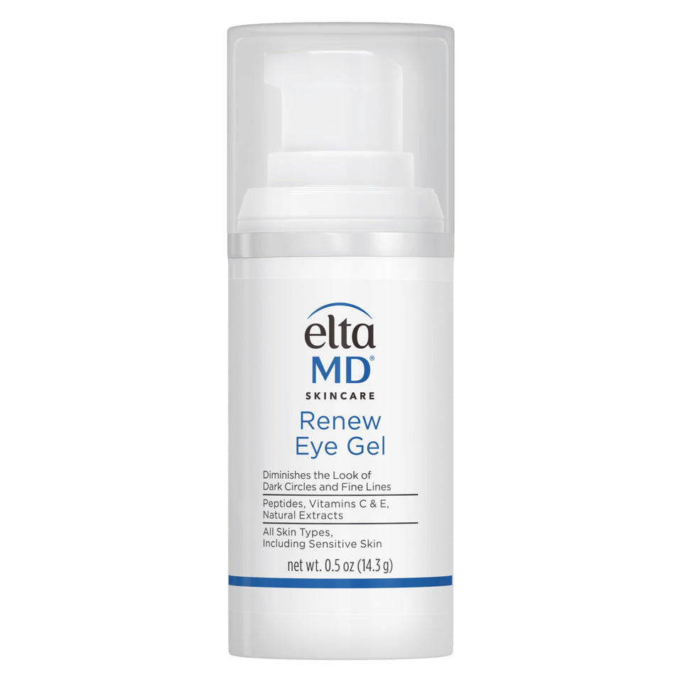 EltaMD Renew Eye Gel front packaging showing bottle and branding benefits