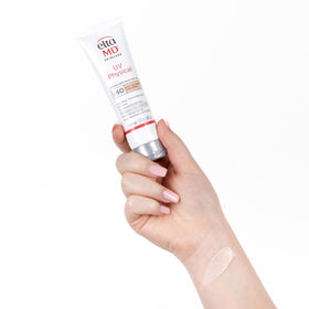 EltaMD rosy tint worn outdoors showing water-resistant sun protection benefit