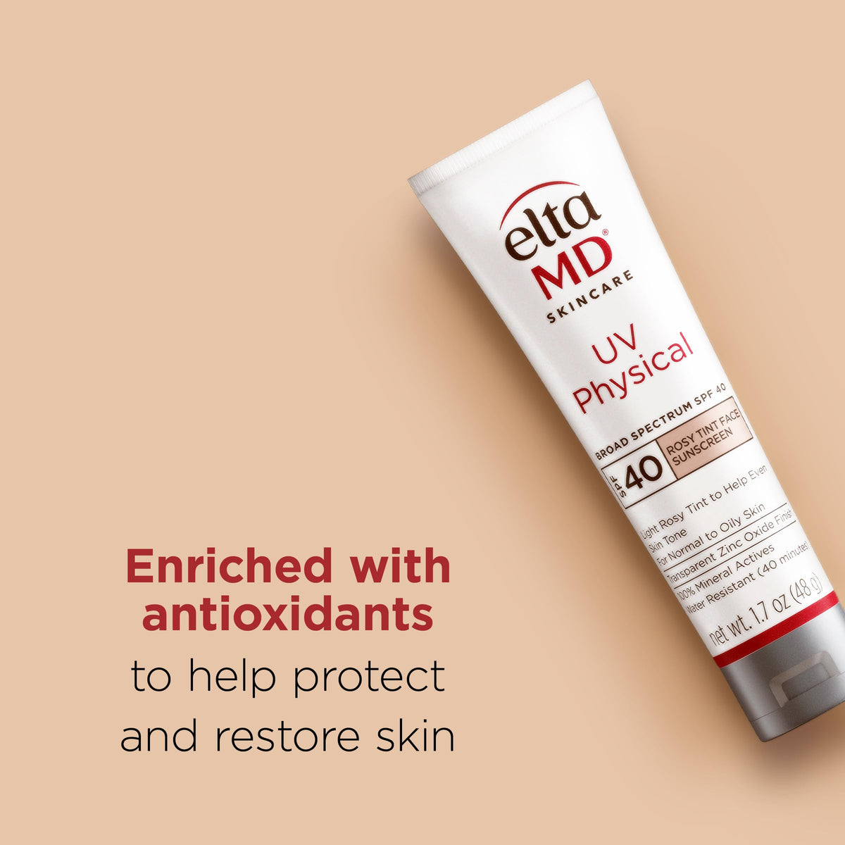 EltaMD creamy rosy-tinted texture close-up showing blendable finish benefit