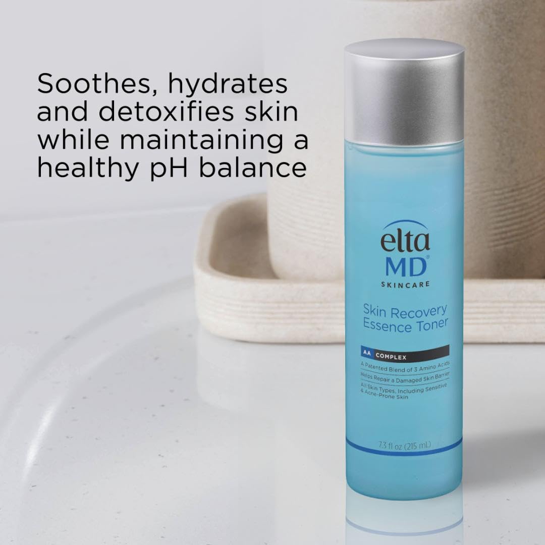 Hand applying EltaMD toner to palm demonstrating fast absorption