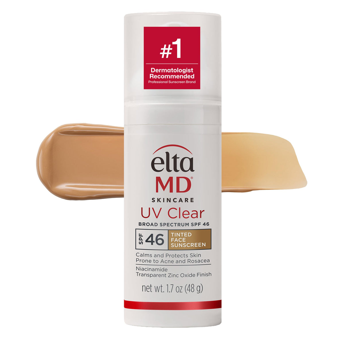 EltaMD tinted sunscreen front packaging showing SPF 46 and travel pump — protective and portable