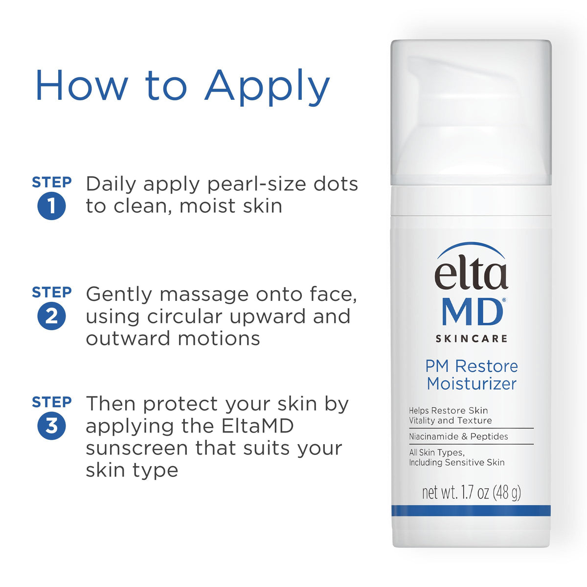 EltaMD moisturizer being applied in a nighttime routine to lock in hydration