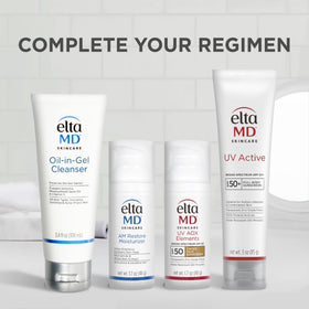 EltaMD applied at beach illustrating water-resistant sun protection