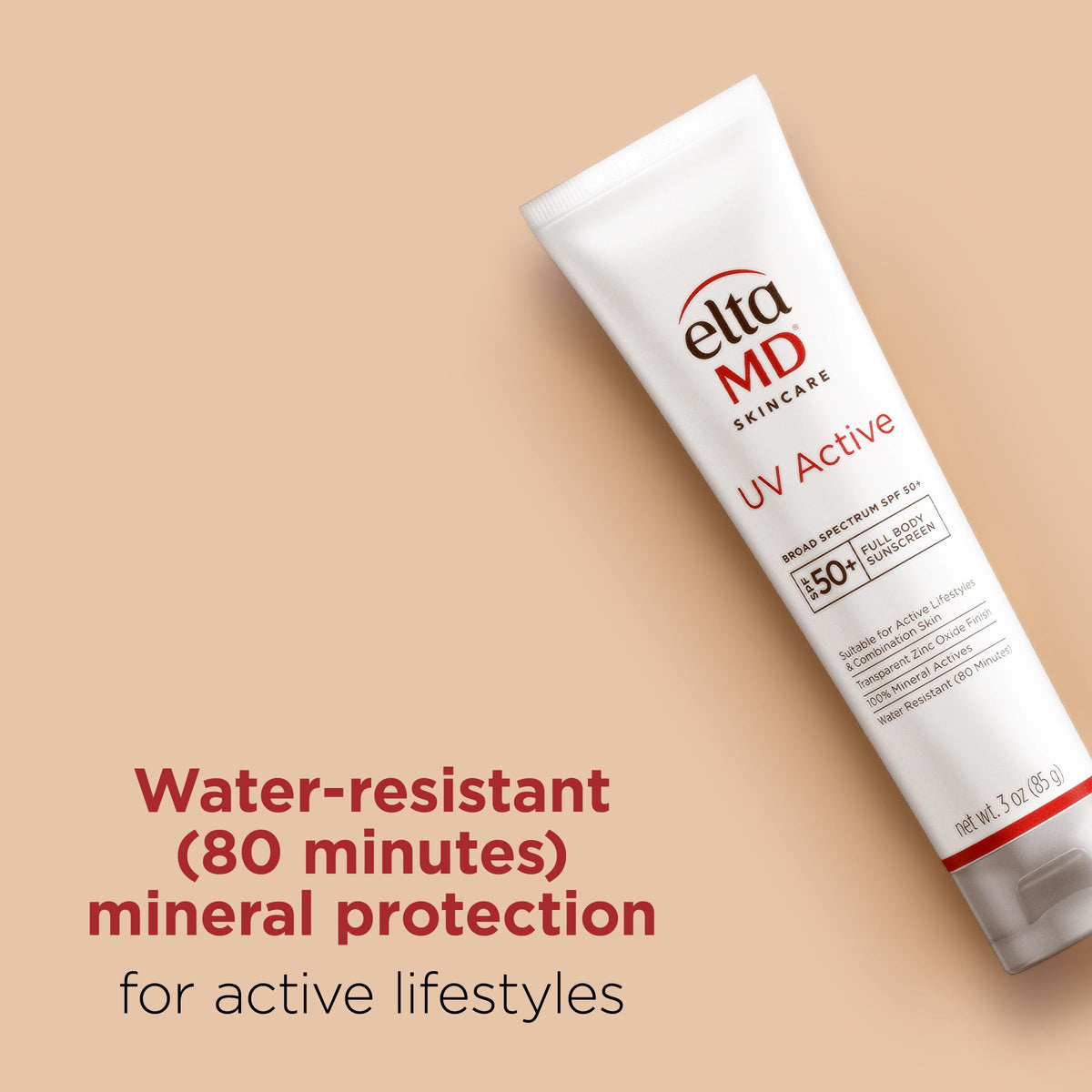 EltaMD close-up of zinc oxide mineral lotion emphasizing broad-spectrum defense