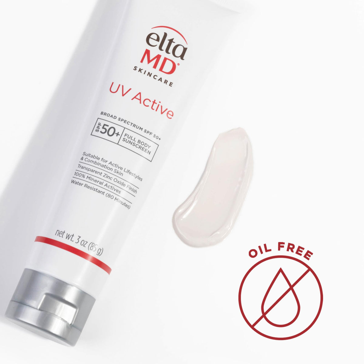 EltaMD open tube with lotion texture demonstrating easy spreadability