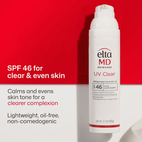 EltaMD UV Clear being pumped onto hand demonstrating easy dispense
