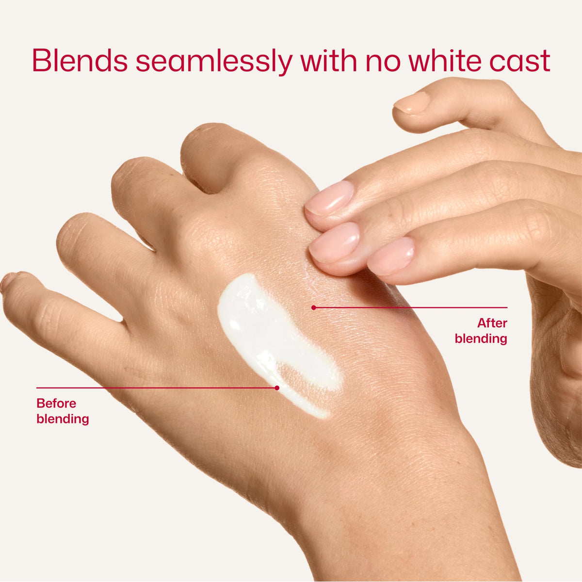 EltaMD spread on forearm showing sheer coverage and blendability