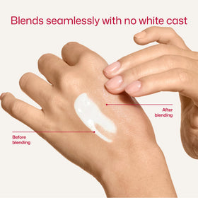 EltaMD spread on forearm showing sheer coverage and blendability
