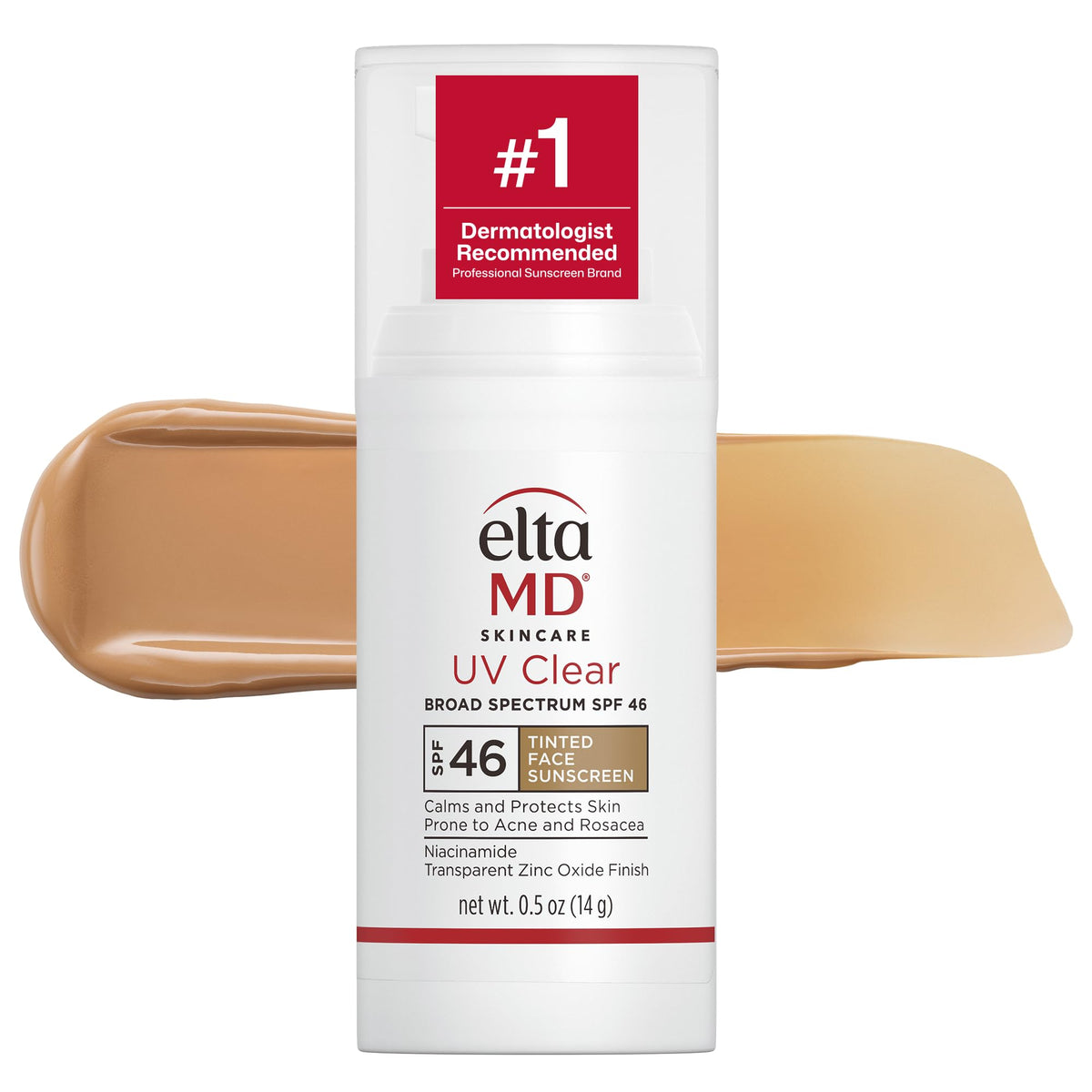 EltaMD bottle front pump showing compact travel-friendly SPF46 benefit