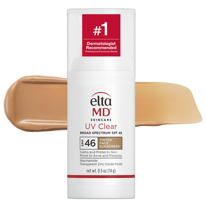 EltaMD bottle front pump showing compact travel-friendly SPF46 benefit