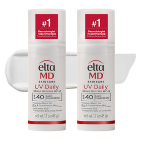 EltaMD front-facing pump bottle showing label and SPF benefits