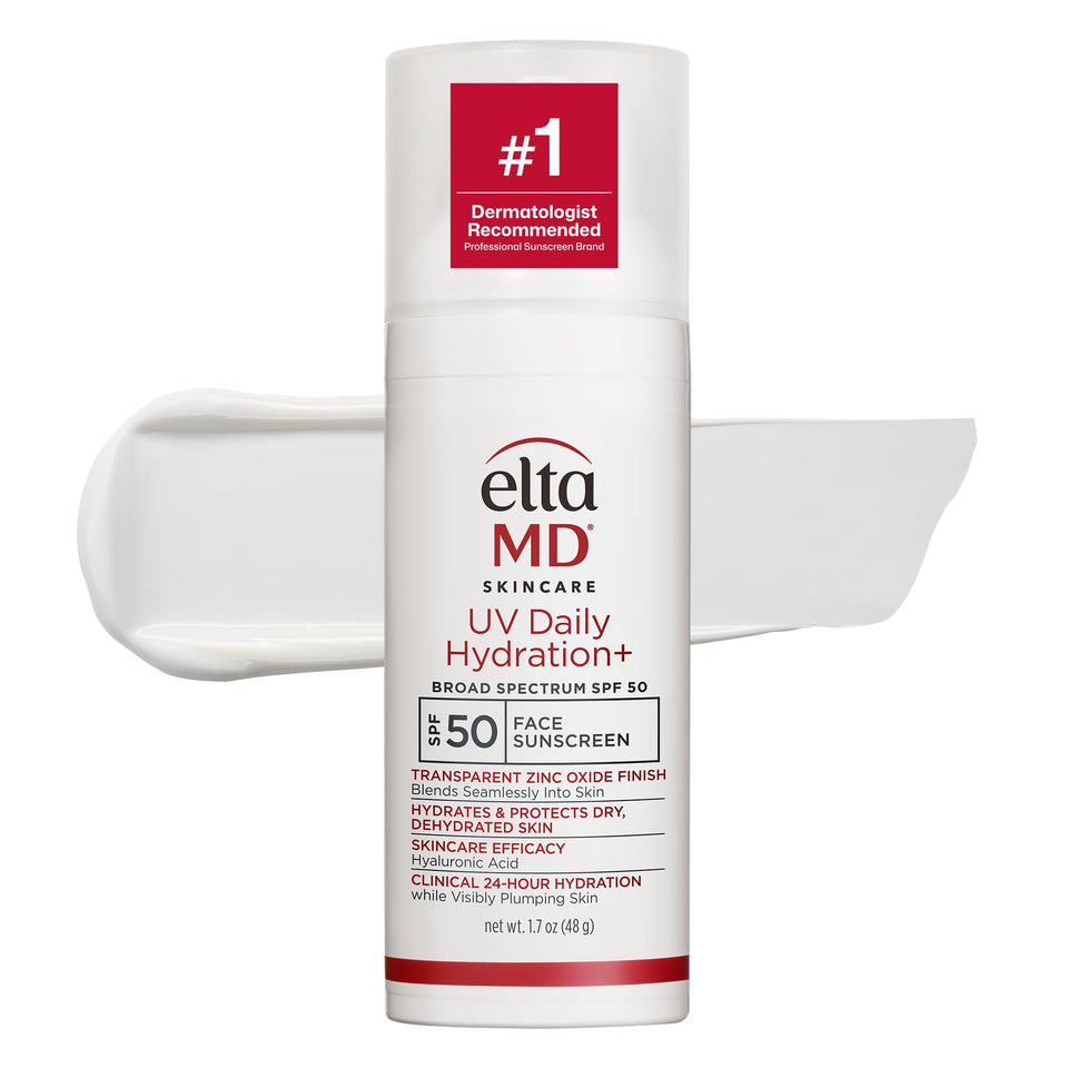EltaMD front pump bottle showing product branding and easy dispensing benefit