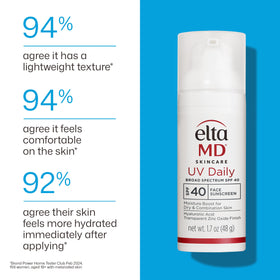 Person applying EltaMD outdoors illustrating daily SPF use