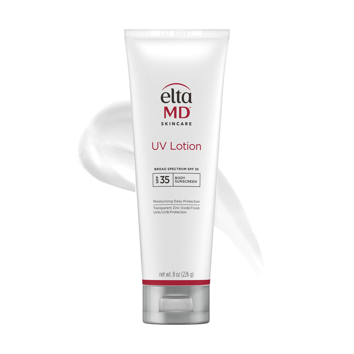 EltaMD UV Lotion front packaging showing bottle and SPF benefits