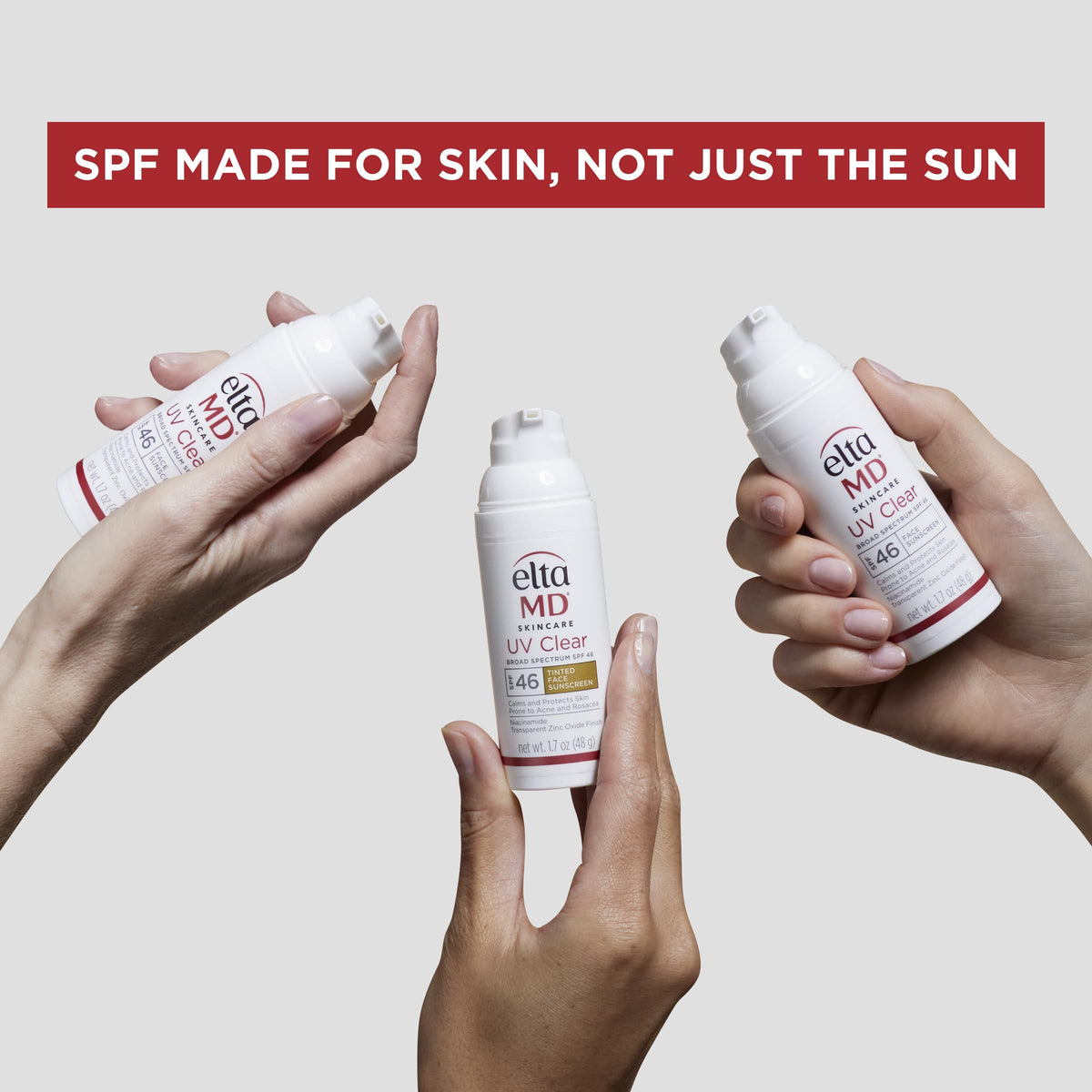 EltaMD UV Lotion size comparison next to everyday toiletry items